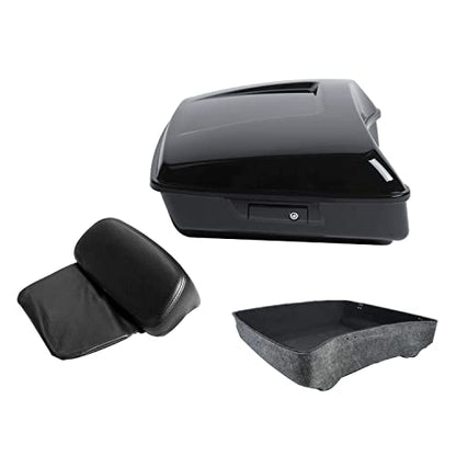 10.7" Chopped Luggage Trunk & Black Latch Backrest Fit For Harley 2014-2025 Touring Street Road Glide - color: Gloss Black Trunk + Small Backrest