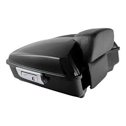 TCMT Chopped Motorcycle Trunk Box Backrest Pad Detachable Mounting Rack Fit For Harley Touring 1997-2008 Road King Road Street Electra Glide Pack - color: Set D1 Chrome Latches#Black Rack