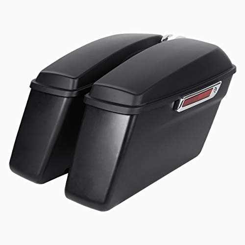 TCT-MOTORPARTS Matte Black Hard Saddle Bags Saddlebag w/Latch Fit for Harley 2014-2024 Touring FLT FLHT FLHTCU FLHRC Road King Street Electra Glide Ultra-Classic - color: Standard Matte Black