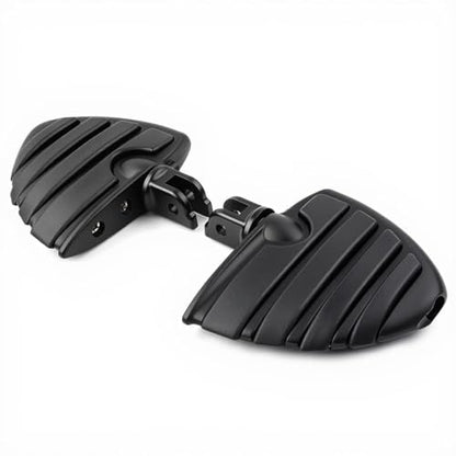 Matte Black Wing Style Motorcycle Foot Pegs Compatible with Harley Touring Road King Street Glide Softail Dyna Sportster, Wide Adjustable Footrests with Male Mount Clevis - color: Matte Black#50
