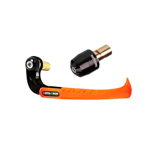 MOTO TRON Motorcycle Bar End Lever Guards Universal CNC Brake Handlebar Protector 7/8" Handlebar Grip Ends Plug Balance Pad Accessories A Set Fit For 14/16/17/18mm - color: Fluorescent Red, size: 18mm
