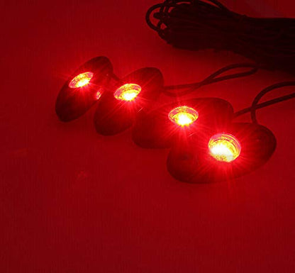 4 Pods LED Rock Light for Jeep ATV SUV Offroad Car Truck Boat Underbody Glow Trail Rig Lamp Underglow LED Neon Lights Waterproof 12V 24V - Red - color: Red, size: 4Pack LED Rock Light