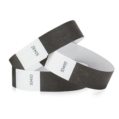1,000 WristCo Black Tyvek Wristbands for Events - Comfortable Tear Resistant Paper Bracelets ID Wrist Bands for Concerts Festivals Admission Party Identification - color: Black