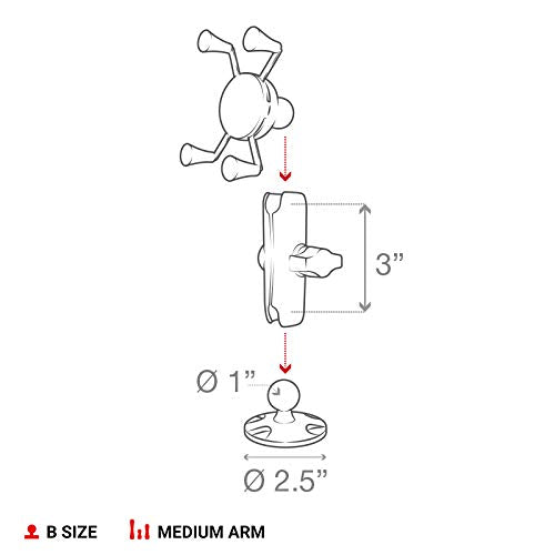 RAM MOUNTS X-Grip Drill-Down Phone Mount – Flat Surface Mount with Medium Arm (RAP-B-138-UN7U)