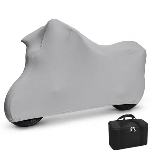Indoor Motorcycle Cover for Harley-Davidson Breakout (Softail) 2018–2026, Stretch Fabric for Scratch-Free Dust Protection,Reinforced Carrying Case Included Grey - color: grey