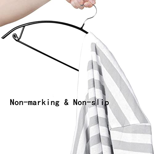 Premium PVC Coating Metal Hangers 20 Pack, Heavyduty, Non Slip Slimline, Suit Jacket T Shirt Hangers, Gold Hooks, Space Saving Clothes Hanger (Black) - color: Black