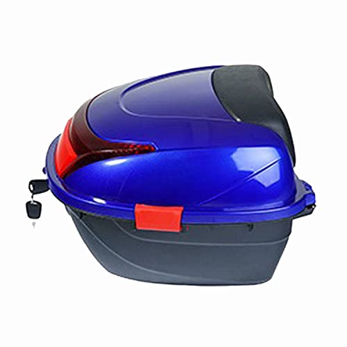 Lockable Motorcycle Trunk Tour Pack Tail Box Luggage 6 Color Top Box 28L Capacity Can Store Helmet for Motorbike Moped Rear Seat Rack(Blue) - color: Blue