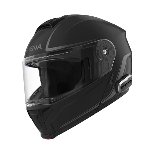 Sena OUTRUSH 2 Modular Smart Motorcycle Helmet with Bluetooth Connectivity and Mesh Intercom Communication - color: Matte Black