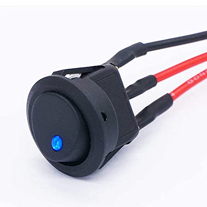 Twidec/8Pcs SPST Round Dot Lighted Rocker Switch Toggle Control for Car Or Boat 20A 12V DC On/Off Blue LED Light with Pre-soldered Wires KCD2-102N-BU-X - color: Blue LED-Round