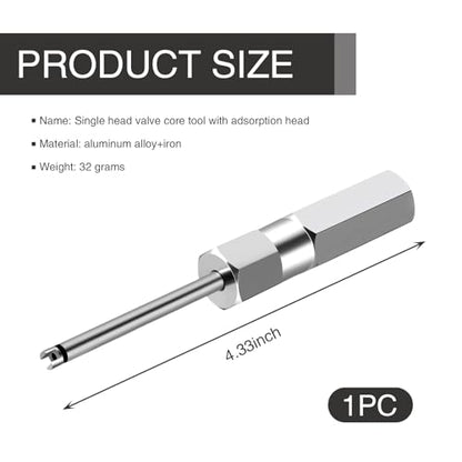 1 PC Auto Valve Core Wrench, American Inner Tube Air Nozzle Deflation Adjustment Wrench, Valve Stem Puller Repair Modification Accessories, Suitable for Cars, Bicycles, Motorcycles (Silver)