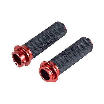Advanblack AXION Performance Grips, Cable Throttle Hand Grips Compatible with Harley Touring Road Glide Street Glide, Softail - color: Red