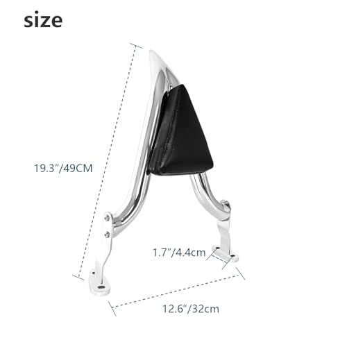 16" Chrome Road Glide 3 & Freewheeler Sissybar Pad Motorcycle Passenger Backrest Sissy Bar for Harley Davidson FLRT FLTRT 2015-2024 - color: Chrome