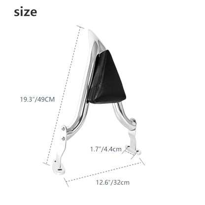 16" Chrome Road Glide 3 & Freewheeler Sissybar Pad Motorcycle Passenger Backrest Sissy Bar for Harley Davidson FLRT FLTRT 2015-2024 - color: Chrome