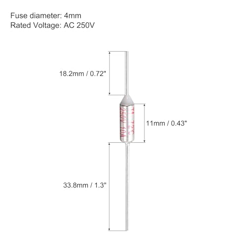 MECCANIXITY 10 Pcs Metal Temperature Thermal Fuse SF72 72C 161.6F 10A 250V Cutoff Thermal Fuse with 20 Pcs BN1.25 Bare Terminal Butt Connector - style: SF72
