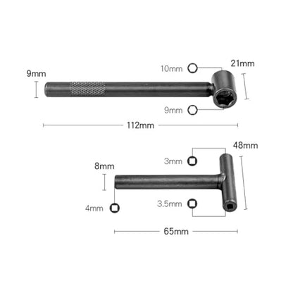 Motorcycle Engine Valve Adjustment Tool Kit Screw Adjusting, 1pc Square Hole Wrench, 1pc Hexagonal Hole Wrench, 1pc Straight Feeler Gauge and 1pc Offset Feeler Gauge