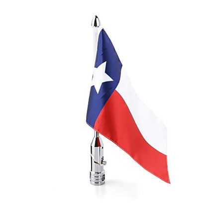 GUAIMI Motorcycle Folding Flag Mounts Adjustable Flag Pole with Texas State Flag - color: Chrome