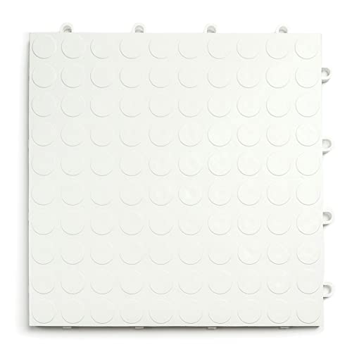 Big Floors GarageDeck Garage Floor Tiles, Interlocking Garage Flooring, Coin Pattern Non-Slip Heavy-Duty Copolymer Modular Tile (White, 48 Pack of 12 x 12" Tiles, 48 Sq Ft) - color: White, size: 48 Pack