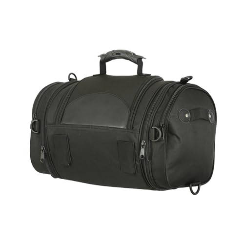 Daniel Smart Motorcycle Sissy Bar Roll Bag with Multiple Pockets - Secure Your Luggage and Stuff with Ease - Includes Rain Cover for All-Weather Protection - Perfect for Motorcycle Touring – Black - color: DS337