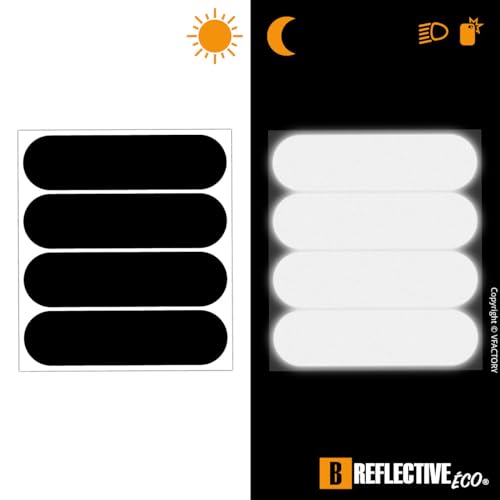 Kit of 4 Reflective Stickers Motorcycle Helmet - Size Stripes Approved FR Visibility - Sober & Design - Optimised Grip – Black - size: By unit