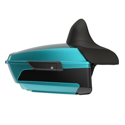 Advanblack King Tour Trunk Pack Compatible with Harley Touring CVO Road Glide, Street Glide, 2023.5 2024 2025 2026 Mounting Rack, Full Backrest & Trunk Liners (Teal Thunder/Vivid Black) - color: Teal Thunder/Vivid Black