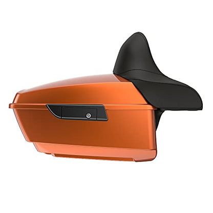 Advanblack King Tour Trunk Pack, Black Mount Bracket & Top Luggage Rack Fit for 2009-Later Harley Touring, Road Glide, Street Glide Special, Road King, Electra Glide (Amber Whiskey) - color: Amber Whiskey