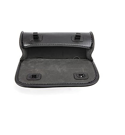 Motorcycle Fork Bag Mini PU Leather Bike Handlebar Tool Bag Sissy Bar Roll Storage Bag (Black) - color: Black