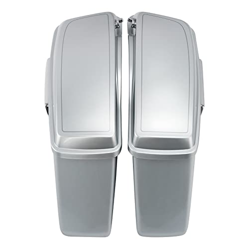 HR3 Brilliant Silver Pearl Hard Saddlebags Compatible with 2015 Electra Glide Ultra Classic FLHTCU (Replace for OEM) Fit for 2014-2023 Harley Touring Models - color: Brilliant Silver Pearl