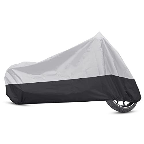 uxcell Motorcycle Cover Bike All Season Waterproof Dustproof Protective Outdoor Motorbike Rain Cover 190T XL Silver Tone Black for Harley Davidson Sportster 883 1200 Dyna Touring Cruiser - color: Silver Tone Black, size: X-Large