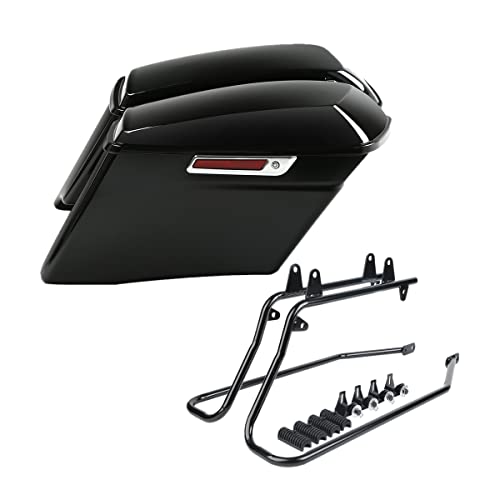 TCMT 4" Stretched Extended Saddlebags Conversion Bracket Kit Fit For Harley Heritage Softail Fatboy FLSTF Breakout 1984-2017 - color: Black Conversion Brackets, size: Style H(4" Stretched Regular Lids)