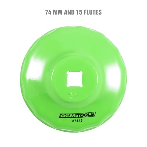 OEMTOOLS 87145 Oil Filter Removal Tool, 74mm 15 Flute Oil Filter Wrench, Compatible with Most GM and Chrysler Oil Filters, 3/8" Drive 74mm Oil Filter Wrench - style: 74 mm 15 Flute