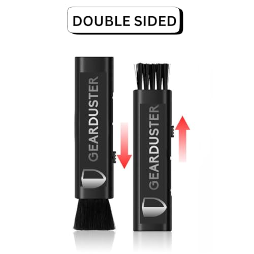 Black Double-Sided Retractable Cleaning Brush, Soft and Hard Bristles, for Small Spaces and Gear