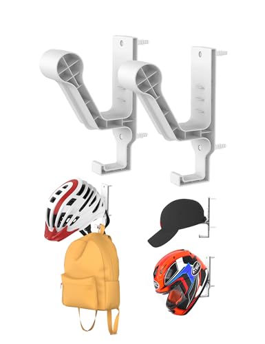 Universal Helmet Wall Mount Organizer 2 Pack, Helmet Rack for Display, Helmet Holder for Motorcycle/Bicycle/Tactics Helmet Hanger for Jackets, Coats, Caps and More (White) - color: White