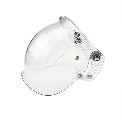 WANCAR Motorcycle Standard 3-Snap Button Flip Up Down Universal Bubble Visor for Open Face Half Helmet Wind Shield(Clear) - color: Clear