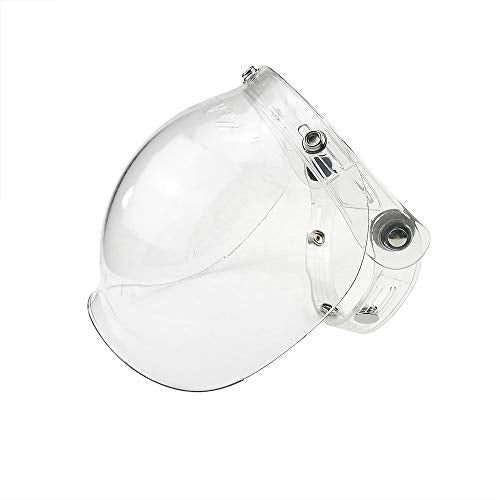 WANCAR Motorcycle Standard 3-Snap Button Flip Up Down Universal Bubble Visor for Open Face Half Helmet Wind Shield(Clear) - color: Clear