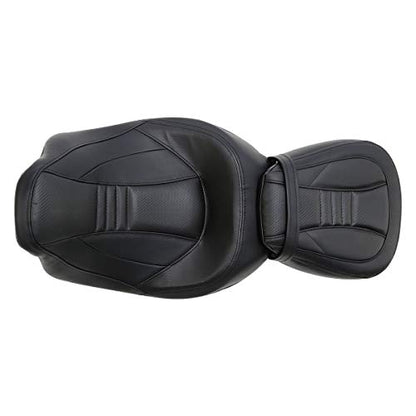 Motorcycle Seat For Harley SLMOTO Low-Profile 2-Up Seat Detachable Rider Passenger Pillion Leather Seat For Touring Road King Street Glide Road Glide Electra Glide CVO 2009-2023 - color: Style A Black