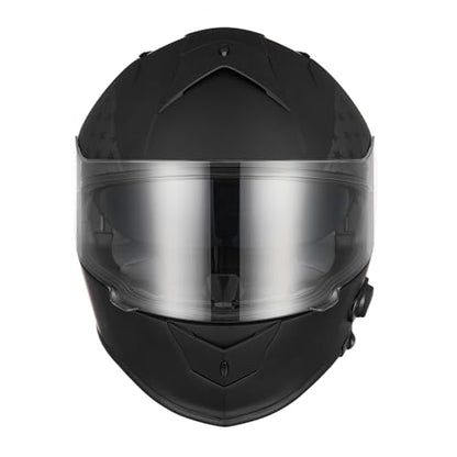 VCAN Bluetooth Integrated Full Face Motorcycle Helmet with Dual Visor - color: Flat Black Flag