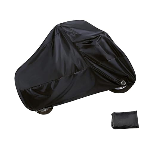 Motorcycle Cover, Outdoor Waterproof Motorcycle Cover, Motorcycle Full Cover Accessories with Storage Bag, Universal Foldable Durable Motorcycle Protective Cover Replacement (Black)