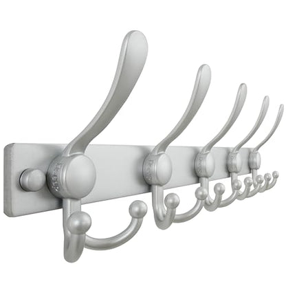 Dseap Coat Rack Wall Mount, Heavy Duty 12-Gauge Base vs Flimsy 1mm, Double-Thick Solid Anti-Snap Hooks, 16” Stud-Mount, Stainless Steel Hanger for Clothes Hat Entryway Closet Mudroom, Silver - color: Silver, size: L=17" (1pcs)