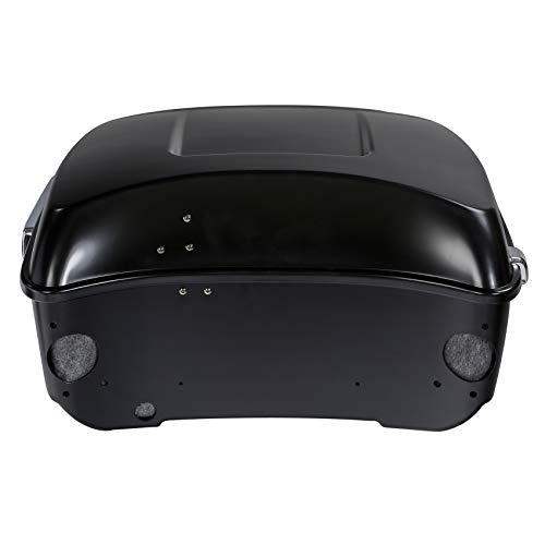 TCMT Black Denim 13.7" King Trunk W/Latch Key with Speaker Cut Outs Fit For Harley Trunk Touring CVO Road King Road Glide Street Glide Electra Glide Ultra Limited 2014-2025 - color: Black Denim(W Speaker Holes)