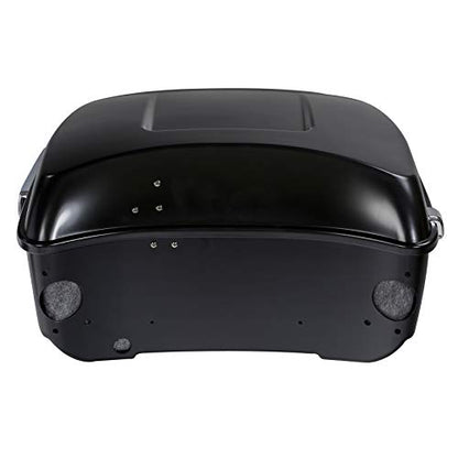 TCMT Black Denim 13.7" King Trunk W/Latch Key with Speaker Cut Outs Fit For Harley Trunk Touring CVO Road King Road Glide Street Glide Electra Glide Ultra Limited 2014-2025 - color: Black Denim(W Speaker Holes)