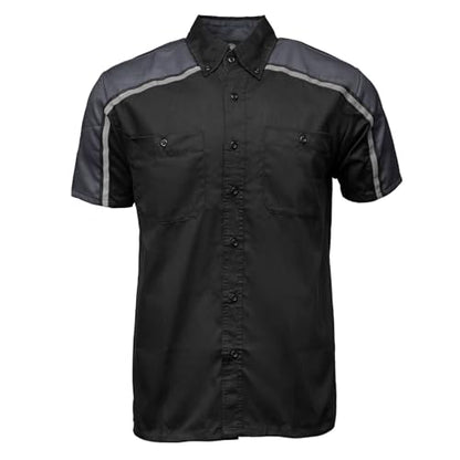 MILWAUKEE MOTORCYCLE CLOTHING CO. Men’s Blk/Grey Mechanic Work Shirt – w/Reflective Strip, Rider‑Built MDM11601 - size: XX-Large