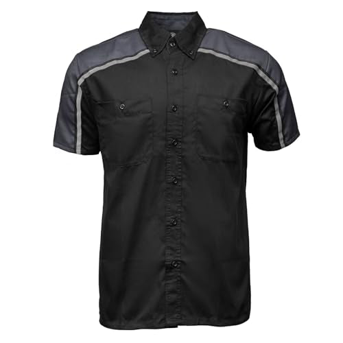 MILWAUKEE MOTORCYCLE CLOTHING CO. Men’s Blk/Grey Mechanic Work Shirt – w/Reflective Strip, Rider‑Built MDM11601 - size: Large