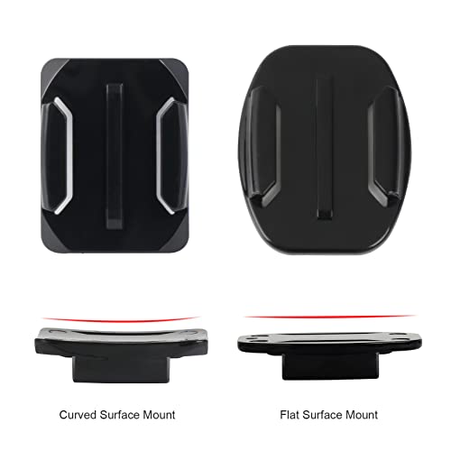 HSU Helmet Adhesive Sticky Mounts, Flat + Curved 3M Adhesive Mounts Compatible with GoPro Hero 13/12/11/10/9/8/7/6/5 AKASO Campark DJI Osmo Action 4/3 and Other Action Cameras (8 Pack)