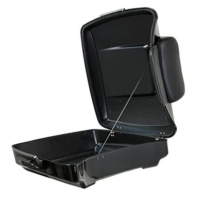 YHMOTO Razor Tour Trunk W/Backrest & Luggage Rack for Harley Touring Road King FLHR Street CVO Electra Glide 2014-2026 (Razor Tour Trunk with Backrest+Chrome Mounting Rack) - color: Chrome