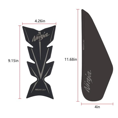 NIGHT CAT Compatible Ninja 400 Ninja 500 Motorcycle Fuel Tank Pad Kit Side Fuel Knee Guard Sticker Fuel Tank Protector（Black） - color: Black