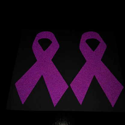 CUSHYSTORE Pancreatic Stomach Ribbon Cancer Awareness Leiomyosarcoma Testicuclar Cystic Fibrosis Support Caregiver's Month Reflective Decal Sticker for Helmet Car Laptop 3x5 cm (Purple), 6 Pack - color: Purple
