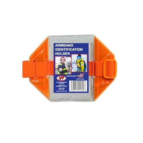 2 Pack, Safety Reflective Orange Armband Badge Holder with Orange Stretch Band & Adjustable Buckle, Fits 2 3/4"" x 4 1/8"" Cards, Top Slit, Made in USA - color: Orange/Orange, size: 2 Pack
