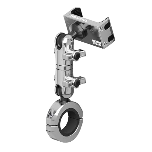 Tackform Chrome Motorcycle All Metal Phone Mount - 20MAXX Spring Cradle | 3.5" Long Reach Arm | Universal Clamp Fits 1-1/4" to 1-1/2" Handlebars | Aluminum | Compatible with iPhones, Galaxy, More - color: Chrome, size: 1-1/4" to 1-1/2"
