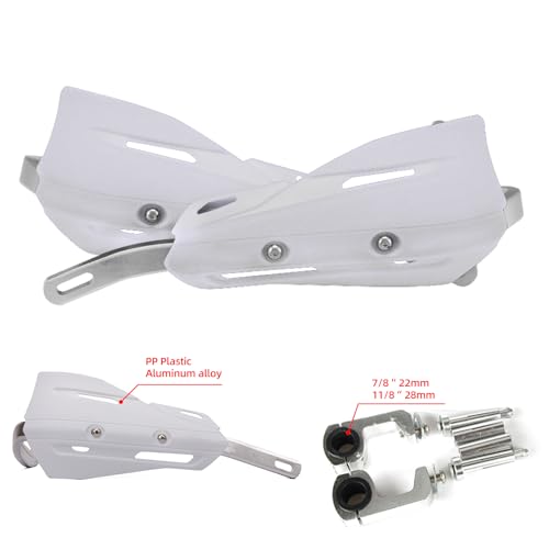 JFG RACING Dirt Bike Hand Guards,Universal 7/8" 22mm and 1 1/8" 28mm Handlebar Motorcycle Handguards for CRF XR YZF XC KX 125 150 250 300 Dirtbike Motocross Supermoto ATV Scooter Electric Bike-White - color: white