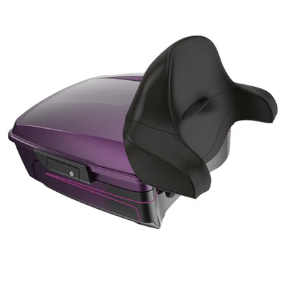 Advanblack 2025 Road Glide King Tour Trunk Pack Black Latch Wrap-Around Backrest Compatible with 1997-2025 Harley Touring Road Glide, Street Glide, Electra Glide (Poison Berry) - color: Poison Berry